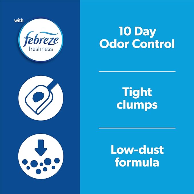 Fresh Step Odor Shield Clumping Litter With Febreze Freshness, Continuous Cat Litter Odor Eliminator, 14 lb. Box - PAWPICO