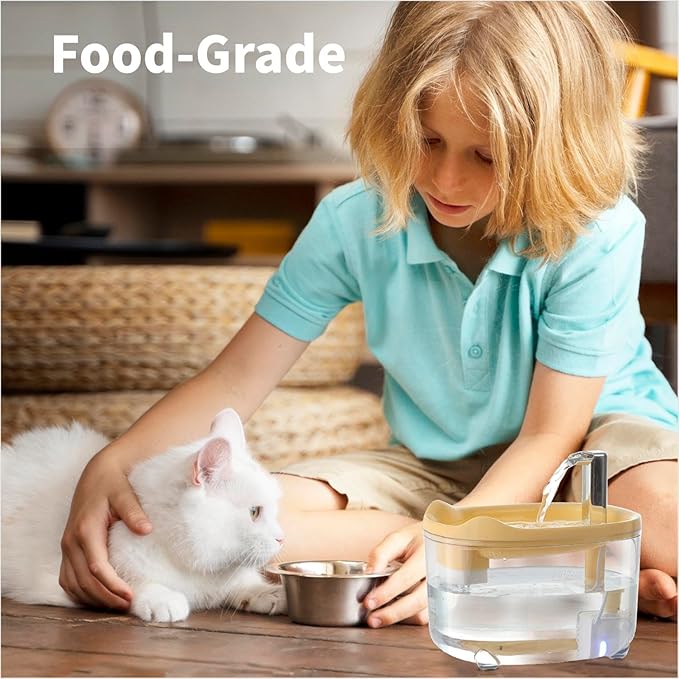 Cat Water Fountain, Premium 50oz Pet Fountain for Cats Dogs Kitten, Automatic Pet Water Dispenser with Silent Pump, Water Level Visibility - PAWPICO