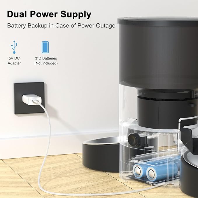 Automatic Cat Feeder for 2 Cats, 3L Cat Food Dispenser SURDY Auto Cat Feeder with 2 Stainless Bowls, 10s Meal Call Dual Power Supply and Timer Setting 12 Portions 6 Meals Per Day for Cats and Dogs - PAWPICO