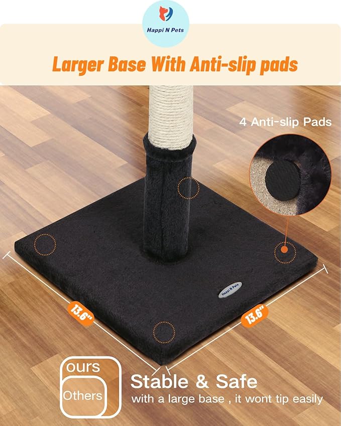 Happi N Pets 22" Cat Scratching Post, Natural Sisal Scratchers Trees for Indoor Cats, Featuring with Rotatable Hanging Balls & Stable Base, Cat Scratch Posts for Kittens-Smoky Gray - PAWPICO