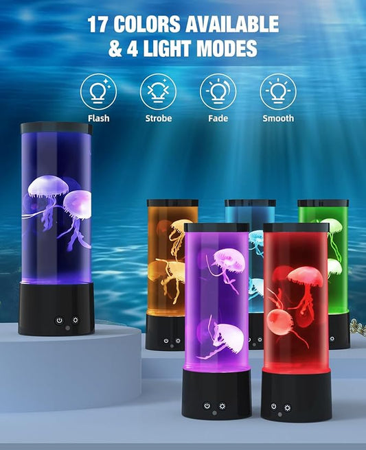 Jellyfish Lamp, Jellyfish Aquarium Lamp with 17 Light Effects - Table Lamp Night Light Mood Lamp with Remote, Jelly Fish Tank Aquarium for Living Room, Christmas Birthday Gifts for Kids GuardWee