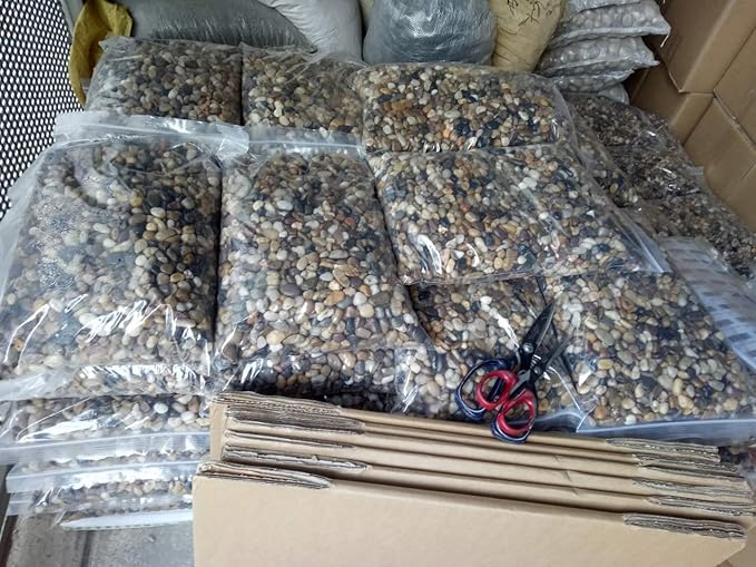 Voulosimi 40 LBS River Rock Stones, Natural Decorative Polished Mixed Pebbles Gravel,Outdoor Decorative Stones for Plant Aquariums, Landscaping, Vase Fillers Voulosimi