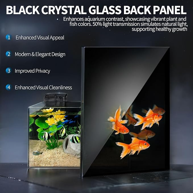 3.4-Gallon Ultra Clear Low Iron Glass Fish Tank Kit, Fish Tank for Betta Fish, with Fish Hideaway, Artificial Water Plants, Thermometer, and PH Test Paper WelcometoCICKSEED