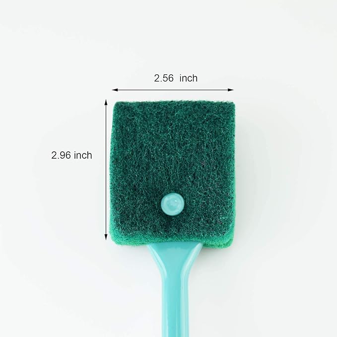 3 PCS Double-Sided Aquarium Fish Tank Algae Cleaning Brush with Non-Slip Handle, Sponge Scrubber Cleaner for Glass Aquariums and Home Kitchen AOODOOM