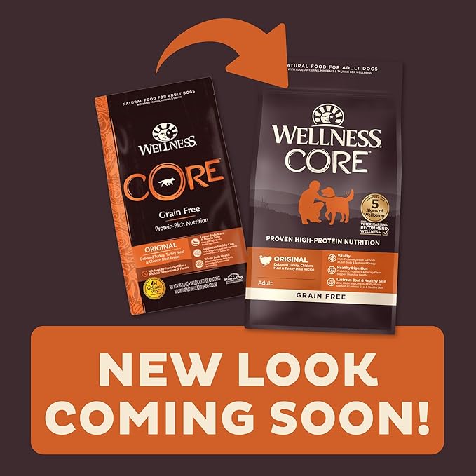 Wellness CORE Grain-Free High-Protein Dry Dog Food, Natural Ingredients, Made in USA with Real Meat, All Breeds, For Adult Dogs (Original Turkey & Chicken, 4-Pound Bag) - PAWPICO