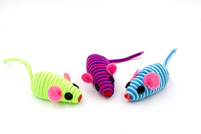 20 Hypno Colorful Mice with Rattle Sound, Interactive Catch Play Teaser Mouse Toy for Cats and Kittens. Pack of 20 Mice - PAWPICO