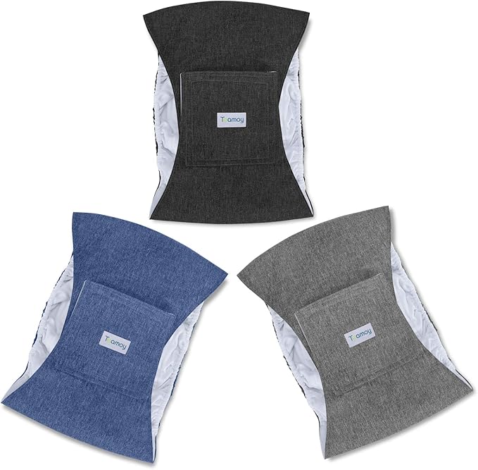 Teamoy 3pcs Reusable Wrap Diapers for Male Dogs, Washable Puppy Belly Band (XL, 25"-29" Waist, Black+ Gray+ Blue) - PAWPICO