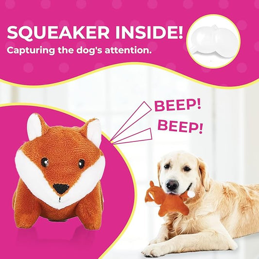 3 Pack of Fox Plush Dog Toys with Squeakers for Small and Medium Size Dogs, Replacement Animal Toys for Glow Pups Burrow Hide and Seek Tree Toy (3 Pack: Replacement Animals, Fox) - PAWPICO