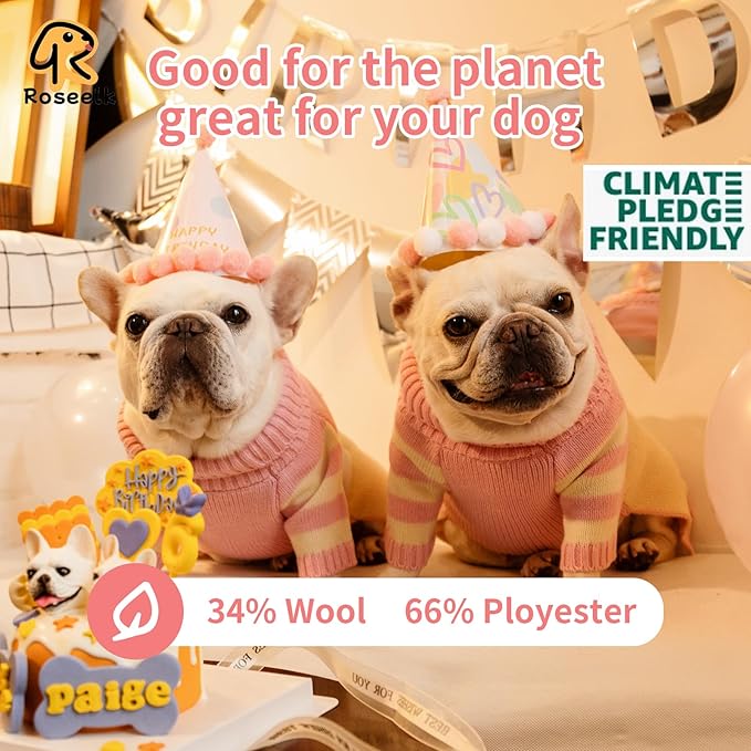 Dog Sweater for Small Size Dog - Puppy Gift Medium Warm Clothes in Winter, Turtleneck Pullover Design for Boy Girl Pet, Doggies, Cat, Kitten Weiner Pug Bulldog Beagles (S, Pink, Beige) - PAWPICO