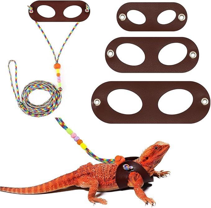 Bearded Dragon Lizard Leash Harness,3 Size Pack Adjustable Small Animal Harness for Bearded Dragon Lizard Reptiles and Other Small pet HDKHTWL
