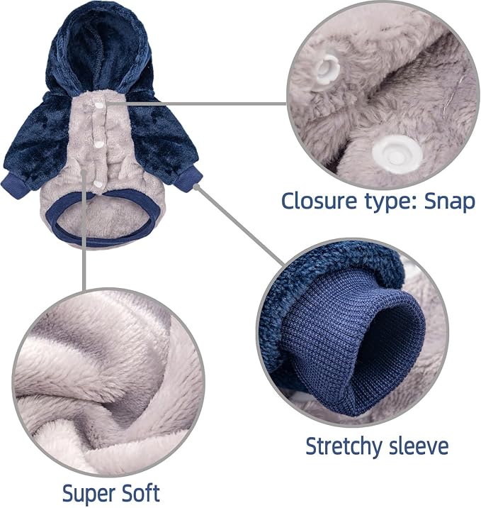 FabriCastle Dog Hoodie Sweater, Dog Clothes, Dog Coat, Dog Jacket for Small or Medium Dogs Boy or Girl, Ultra Soft and Warm Cat Pet Sweaters (Grey Body, Large) - PAWPICO