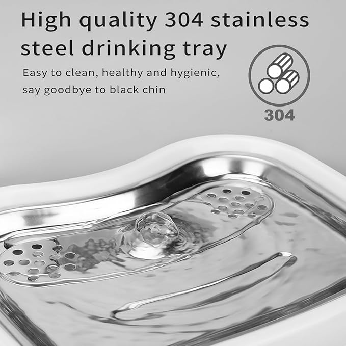 Meill Cat Water Fountain Stainless Steel, 85oz/2.5L Wireless Pet Fountain Battery Operated, 220° Automatic Sensing Circulating Dog Drinking Dispenser, Silent Pump for Indoor Use, Easy to Clean, White - PAWPICO