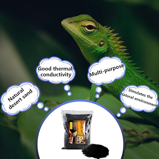 BNOSDM Reptile Sand Bearded Dragons Substrate Sands Lizard Terrarium Bedding Desert Blend for Snakes Geckos Chameleon Tortoise Frogs Scorpion Invertebrates Amphibian(Black) BNOSDM