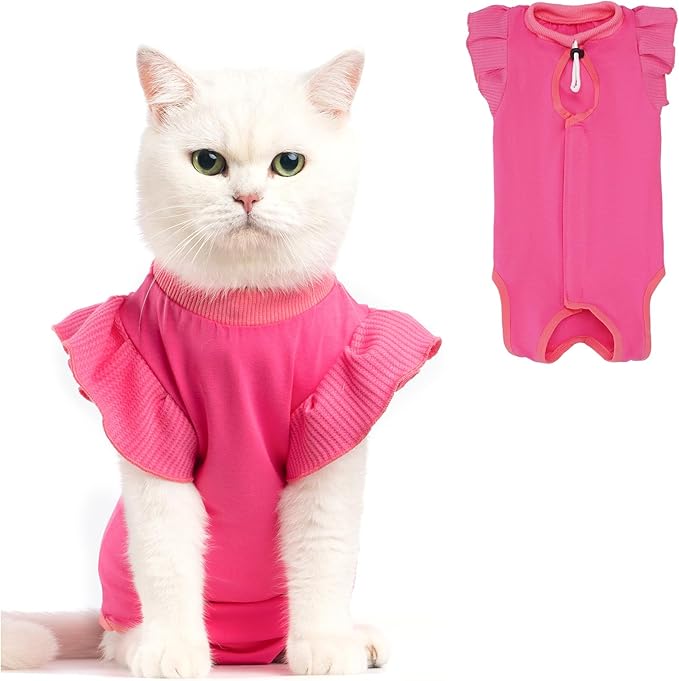 Avont Cat Recovery Suit - Post-Surgery Onesie for Cats, Alternative to Cone of Shame, Protective Spay Suit for Female Kitten, Ideal for Healing and Skin Conditions -Magenta(L) Avont
