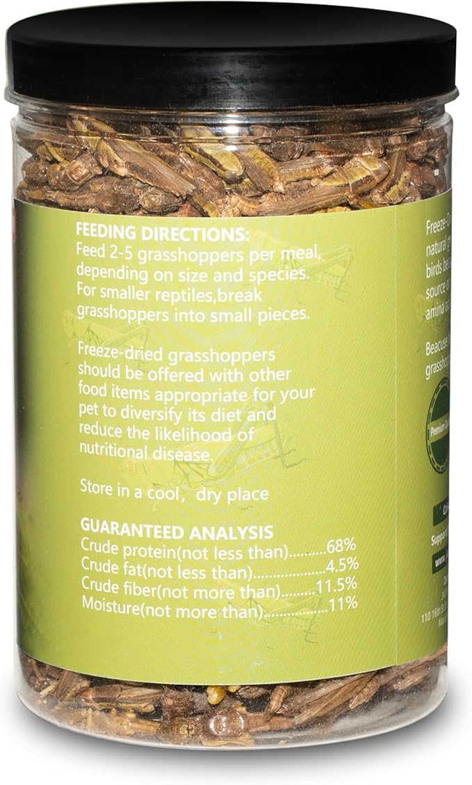 Freeze Dried Grasshoppers – 4.5 Oz High Protein Freeze Dried Grasshoppers Food for Reptiles, Bearded Dragons Lizards, Geckos, Birds, Hedgehogs Jadingfarm