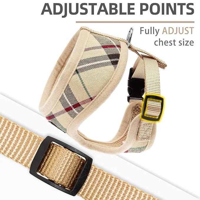 PUPTECK Soft Mesh Dog Harness and Leash Set Pet Puppy Cat Comfort Padded Vest No Pull Harnesses, Beige, XL PUPTECK