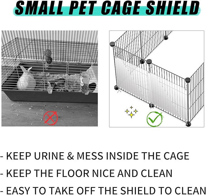 Oncpcare 24 Pack Pet Plastic Cage Liner Protection Rabbit Cage Urine Guard Clear Cage Edge Liner Guinea Pig Side Lining Small Animal Cage Accessories - Keep Litter in The Cage, 10'' x 8.2'' Oncpcare