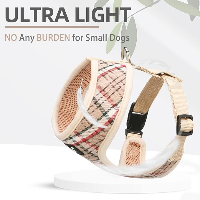 PUPTECK Soft Mesh Dog Harness and Leash Set Pet Puppy Cat Comfort Padded Vest No Pull Harnesses, Khaki, XS PUPTECK