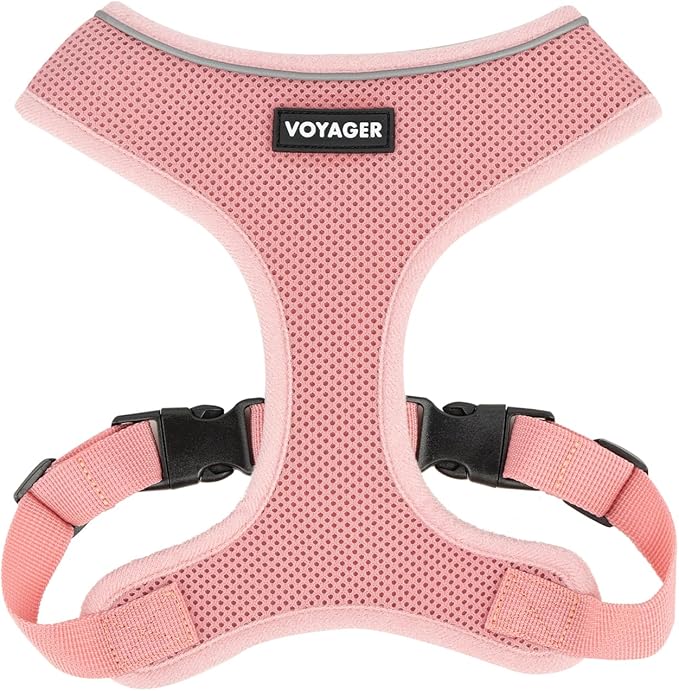 Voyager Aerolite No Pull Mesh Dog Harness with Lightweight, Soft, Breathable, Reflective Stitching, and Adjustable Straps for Walking, Running, Training, Heavy Duty and Durable - Pink, S BestPetSuppliesLLC