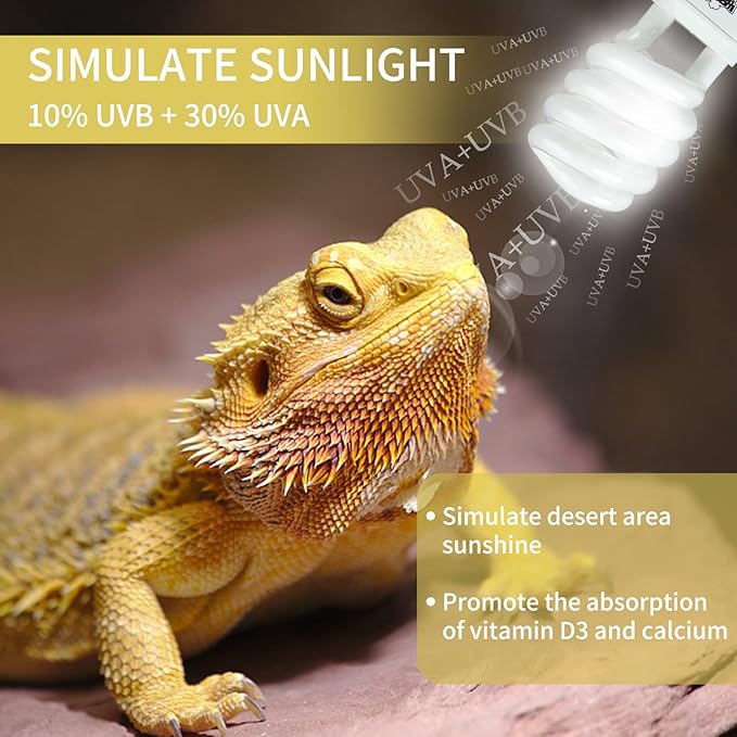 LUCKY HERP 2 Pack UVA UVB Reptile Light, 23W 10.0 UVB Bulb for Desert Reptiles, Compact Fluorescent Terrarium Lamp, Reptile UVB Bulb for Bearded Dragon, Lizard, Tortoise LUCKYHERP