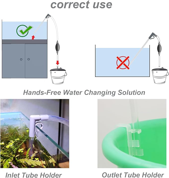 Compact Aquarium Siphon Vacuum and Water Changer Kit with Cleaning Brush. Perfect for Simultaneous Water Changing and Cleaning in Small Fish Tanks. Gravel and Sand Cleaning. AREPK