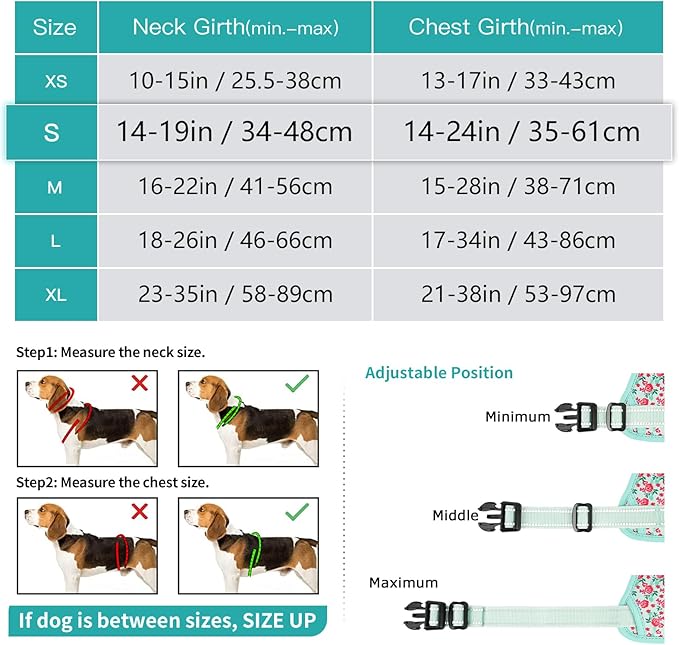 Timos Dog Harness, 3 Snap Buckles No-Pull Soft Padded Dog Vest with 2 Metal Leash Clips,Adjustable Reflective No Choke Pet Harness with Easy Control Handle for Small Dogs,Cyan,S Timos