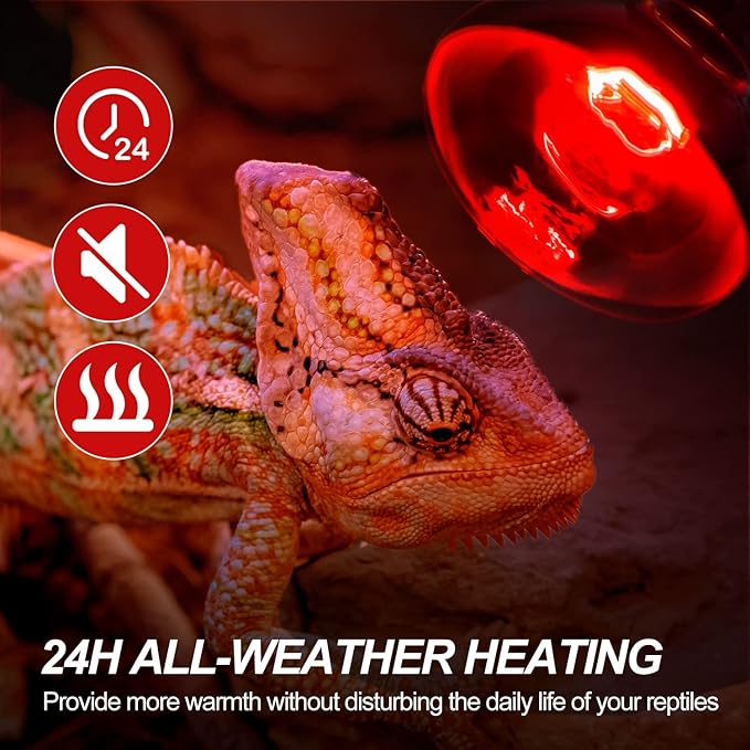 WACOOL 2Pack 100W Reptile Heat Lamp Day & Night Kit, Nature Simulated Basking Daylight & Nightlight Heat Lamp Bulbs for Reptiles & Amphibians, UVA Heat Lamp for Bearded Dragon Gecko Turtle Lizard WACOOLTERRA