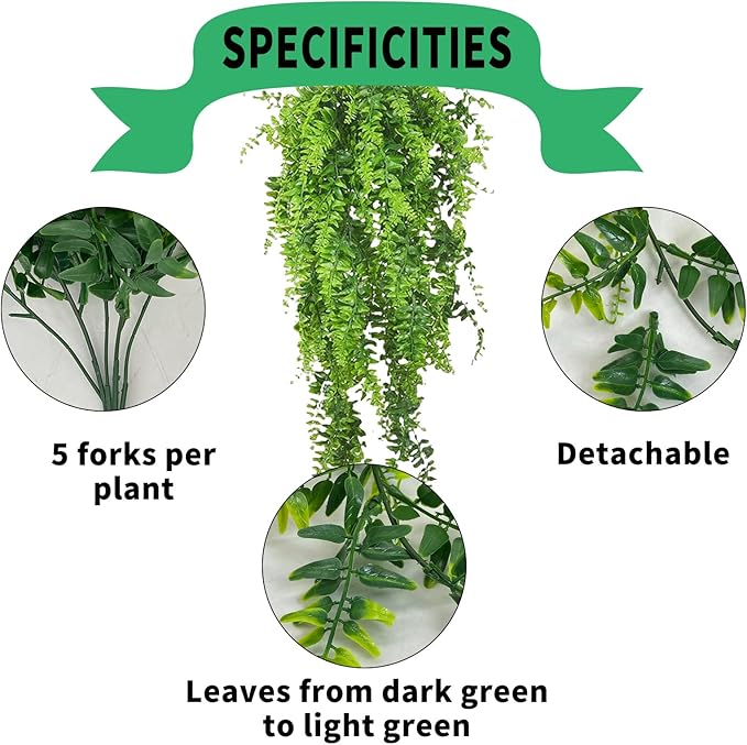 kathson 8 PCS Reptile Vines Plants Flexible Bendable Jungle Climbing Vine Terrarium Plastic Plant Leaves Pet Tank Habitat Decor for Bearded Dragons Lizards Geckos Snakes Frogs and More Reptiles kathson