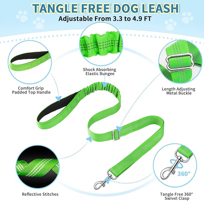 SlowTon No Pull Small Dog Harness and Leash Set, Puppy Soft Vest Harness Neck & Chest Adjustable, Reflective Lightweight Harness & Anti-Twist Pet Lead Combo for Small Medium Dogs(G,XXS) SlowTon