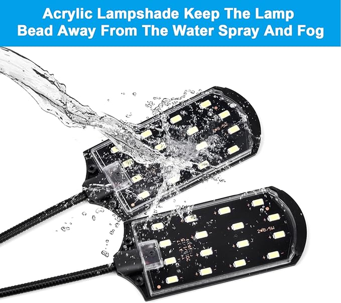 WEAVERBIRD Double Head Aquarium Fish Tank Light 15W 32 LED Aquarium Planted Clip Lamp 1600LM White LED Lighting for 8-15 Inch Fish Tank WEAVERBIRD