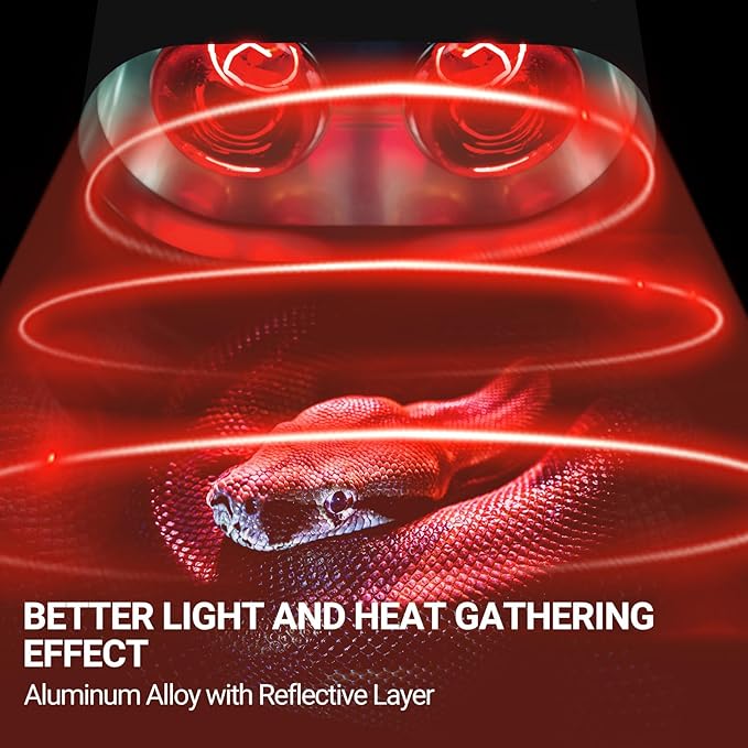 REPTI ZOO Dual Reptile Light Fixture with Dimming, Deep Dome Reptile Heat Lamp Fixture, UVB Light Dual Fixture Lamp Cap for Reptile Terrarium Tank REPTIZOO