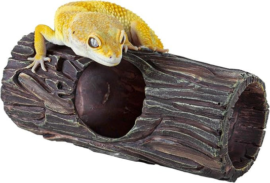 REPTIZOO Magnetic Reptile Hide Cave Resin Hollow Tree Trunk Hideout, Gecko Hide with Strong Magnetic Reptile Climbing Toy Reptile Tank Accessories for Crested Gecko,Lizard, Terrarium Decor REPTIZOO