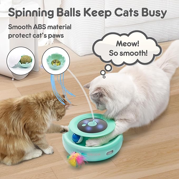 ORSDA Cat Toy, 3-in-1 Automatic Cat Toys for Indoor Cats, Electronic Whack a Mole, Fluttering Butterfly,Track Balls Kitten Toy, Rechargeable Power Interactive Feather Toys for All Breeds - PAWPICO