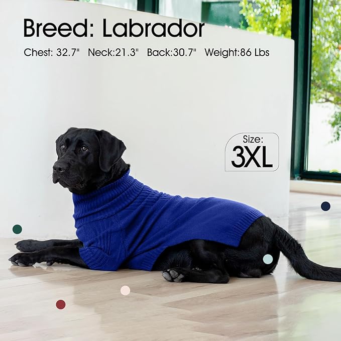 IECOii Dog Sweater,Dog Sweaters for Medium Dogs Girls Boys,Doggie Sweater Christmas,Pet Sweatshirt Knitwear Outfit for Holiday,Knit Turtleneck Warm Clothes for French Bulldog,Boston Terrier(Blue,M) - PAWPICO