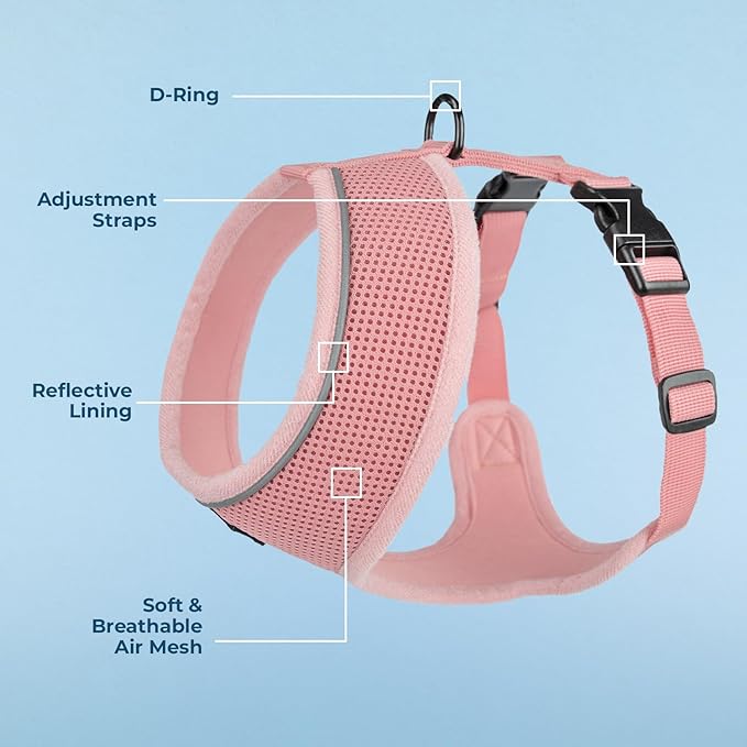 Voyager Aerolite No Pull Mesh Dog Harness with Lightweight, Soft, Breathable, Reflective Stitching, and Adjustable Straps for Walking, Running, Training, Heavy Duty and Durable - Pink, S BestPetSuppliesLLC