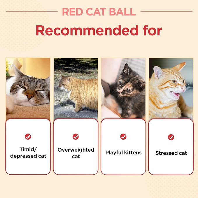 JAYU PET Red Cat Ball - Catnip Inside Cat Toy, Handmade Silvervine Ball Toys, Cat Toys for Indoor Cats, Interactive Matatabi Cat Ball Toy, Feline Kitten Toys, Cat Gifts (2.7 inch) - PAWPICO