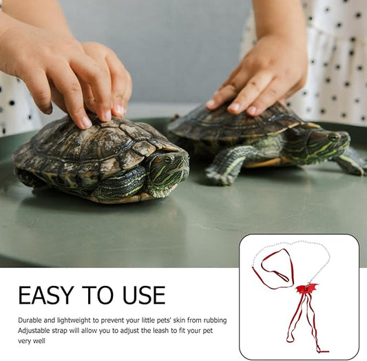 Turtle Wing Design Harness Strap Chest Collar Adjustable Rope Walking Control Rope Great for Turtle Reptile (Red L) POPETPOP