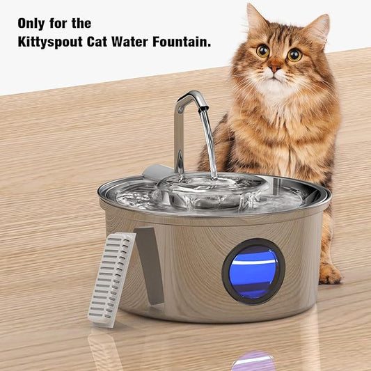 Cat Water Fountain Filters,Replacement Filter for 108oz/3.2L Cat Fountain,10 Packs Filters & 2 Sponges Set for Stainless Steel Pet Water Fountain (Model:PET-HS001-US) - PAWPICO