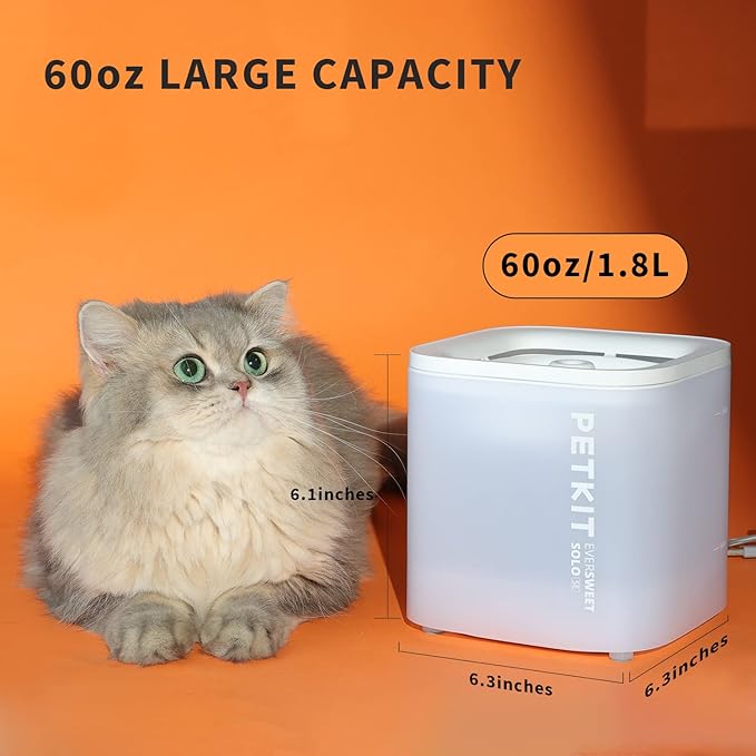 PETKIT New Cat Water Fountain with Wireless Pump, Ultra Quiet 65oz/1.85L Pet Water Fountain for Cats and Dogs Inside, Detachable Design Easy to Clean and Assemble, Filters Included - PAWPICO