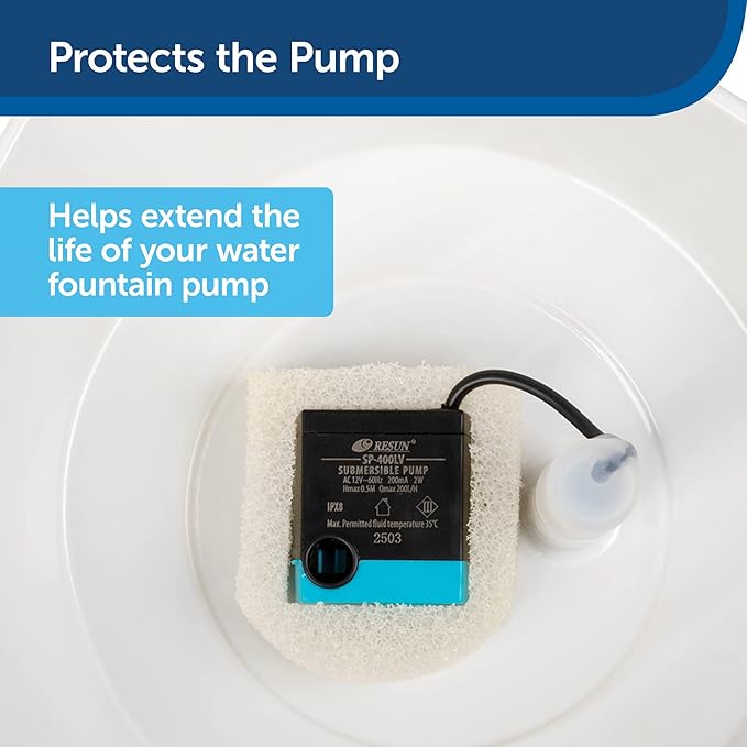 PetSafe Drinkwell Cat Water Fountain Filter Replacement - Foam Replacement Filters, Pet Fountain Filters for Various PetSafe Drinkwell Ceramic and Stainless Steel Pet Fountains, 2 Pack (PAC00-13711) - PAWPICO