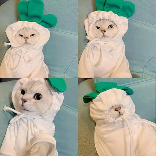 Warm Dog Winter Clothes Cute Fruit Dog Coat Hoodies Fleece Pet Dogs Costume Jacket for French Bulldog Chihuahua Ropa para Perro(White Carrot,M) - PAWPICO