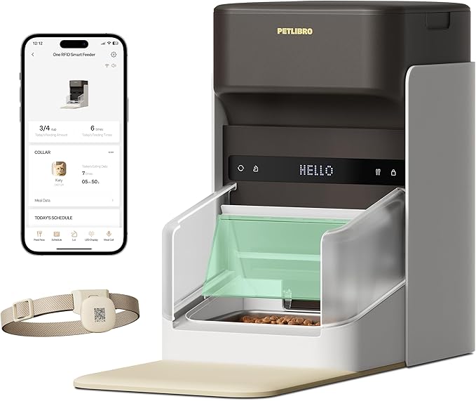 PETLIBRO Upgraded RFID Automatic Cat Feeder, 5G Wi-Fi Automatic Pet Feeder, 3L Auto Cat Feeder App Control with Light Collar Tag, Tag Activated One Automatic Cat Food Dispenser 1-10 Meals Control - PAWPICO