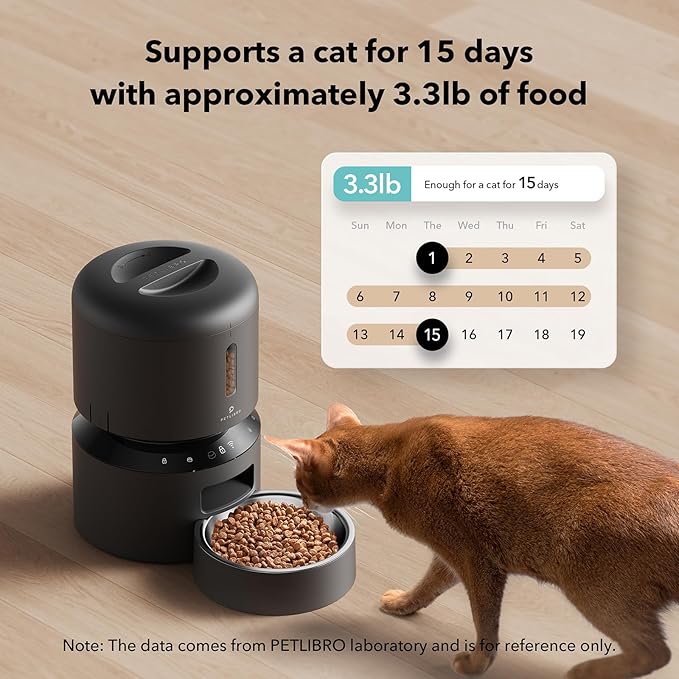 PETLIBRO Automatic Cat Feeder, 5G WiFi Automatic Pet Feeder with Freshness Preservation, 3L Timed Cat Feeders for Dry Food, Up to 48 Portions 10 Meals Per Day, Granary Pet Feeder for Cat/Dog, Black - PAWPICO