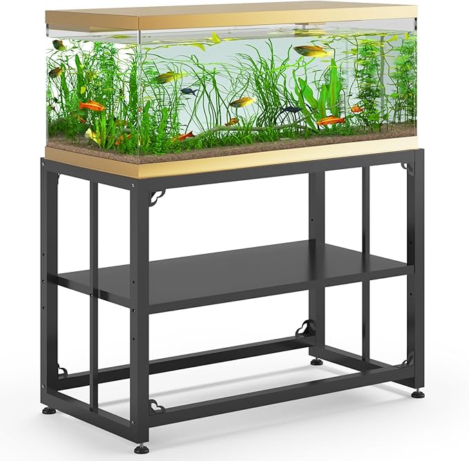 Fish Tank Stand 40 Gallon, Metal Aquarium Stand 36.5" L x 18.5" W*29.5”H, Double-Layer Storage Design, Suitable for Home and Office Use, 660LBS Capacity, Black (Tank not Included) TOCRETOARE