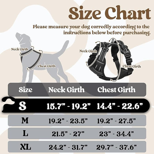 rabbitgoo Dog Harness Small Sized, No Pull Pet Harness with 3 Buckles, Adjustable Soft Padded Pooch Vest with Instant Control Handle, Easy Walking Reflective Pet Vest for Small Dogs, Black, S rabbitgoo