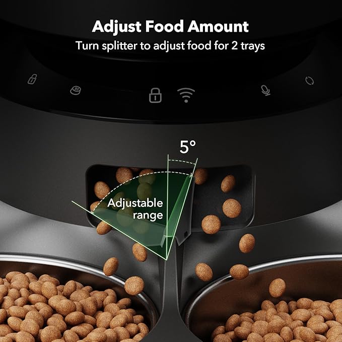 PETLIBRO Automatic Cat Feeder for 2 Cats, 5G WiFi Cat Food Dispenser with APP Remote Feeding, 5L Timed Automatic Dog Feeder, 1-10 Meals/Day, 10s Meal Call, Dual Trays Pet Feeder for Cat, Dog - PAWPICO