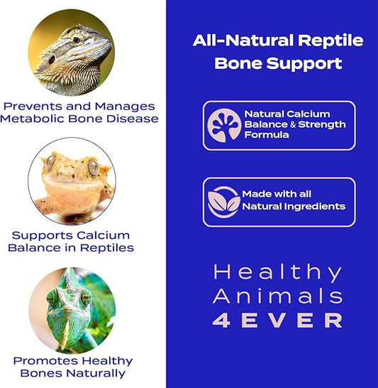 HealthyAnimals4Ever Bone Support for Reptiles - Natural Calcium Balance & Bone Strength Formula - Supports Bone Health, Mobility & Vitality - 300 Count HealthyAnimals4ever