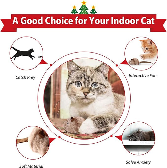 Gigwi Interactive Cat Toy Set, Squeaky Cat Feather Toys for Indoor Cats, 3PCS Cat Plush Toy Pack Including Mouse Hunt Cat Toy, Cat Chase Bird Toy, Cat Chirping Cricket Toy - PAWPICO