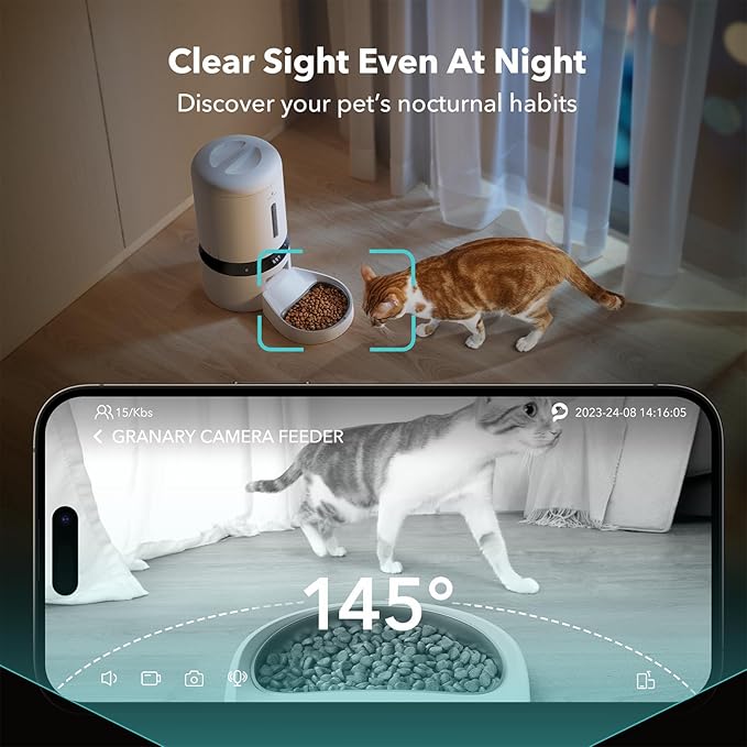 PETLIBRO Automatic Cat Feeder with Camera, 1080P HD Video with Night Vision, 5G WiFi Pet Feeder with 2-Way Audio, Low Food & Blockage Sensor, Motion & Sound Alerts for Cat & Dog Single Tray - PAWPICO