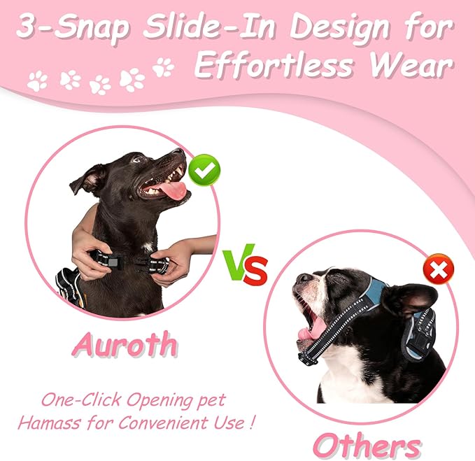 AUROTH Dog Harness Small Sized Dog, Small No Pull Dog Harness, Dog Harness for Small Dogs, Harness Small Size Dog Vest Harness with Handle, Pink S AurothPets